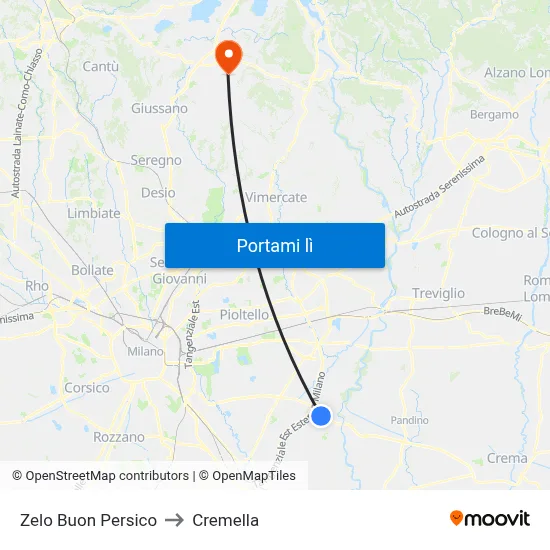 Zelo Buon Persico to Cremella map