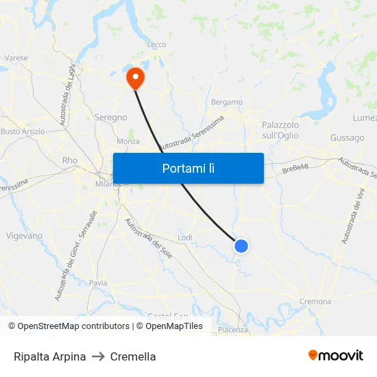 Ripalta Arpina to Cremella map