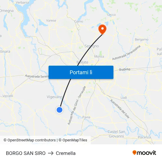 BORGO SAN SIRO to Cremella map