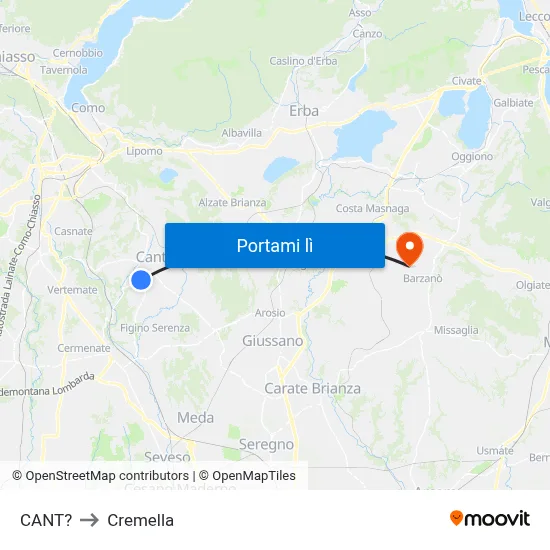 CANT? to Cremella map