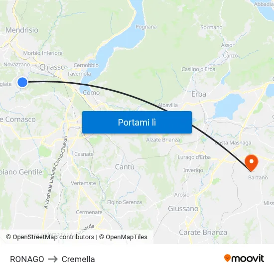 RONAGO to Cremella map