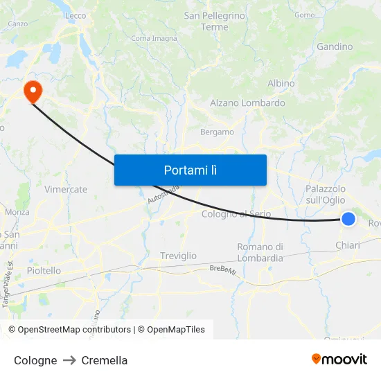 Cologne to Cremella map