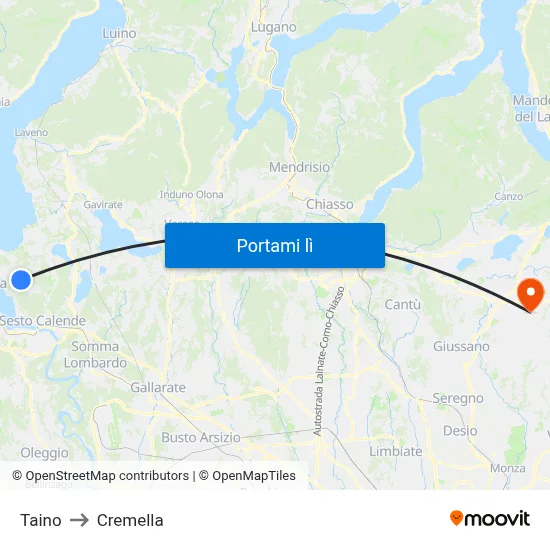 Taino to Cremella map