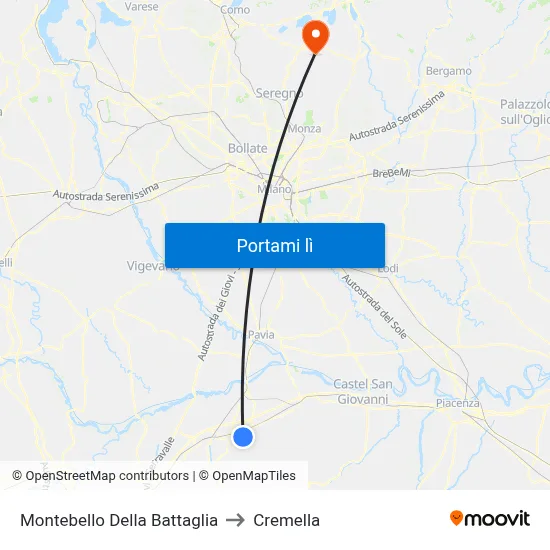 Montebello Della Battaglia to Cremella map