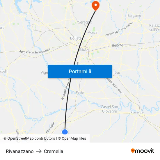 Rivanazzano to Cremella map