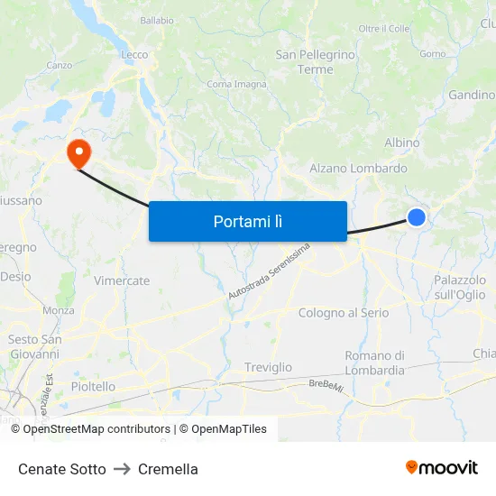 Cenate Sotto to Cremella map
