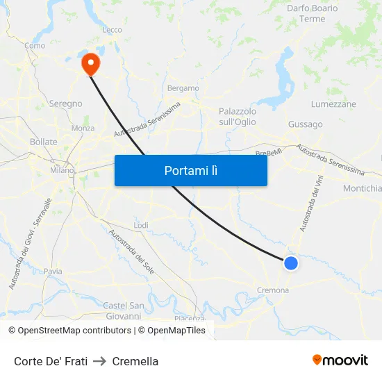 Corte De' Frati to Cremella map