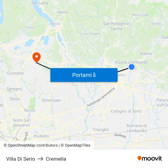 Villa Di Serio to Cremella map