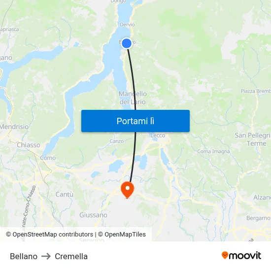 Bellano to Cremella map