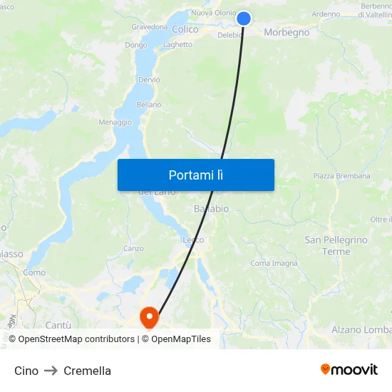 Cino to Cremella map