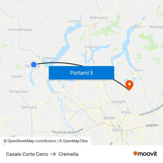 Casale Corte Cerro to Cremella map