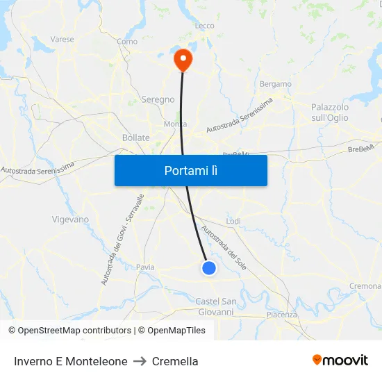 Inverno E Monteleone to Cremella map