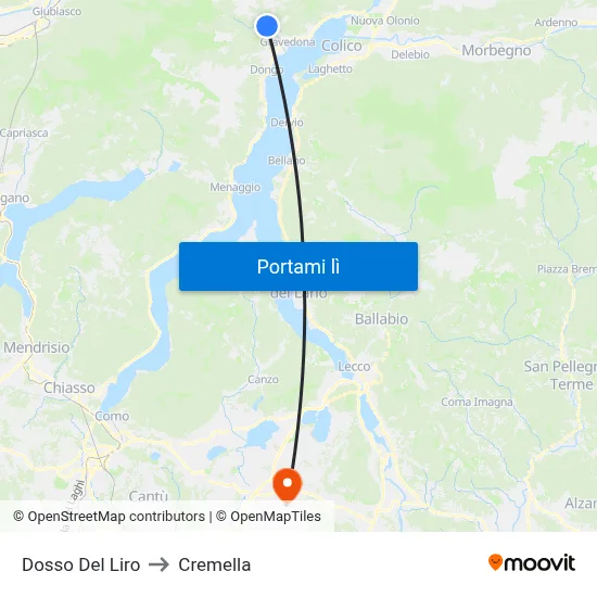 Dosso Del Liro to Cremella map