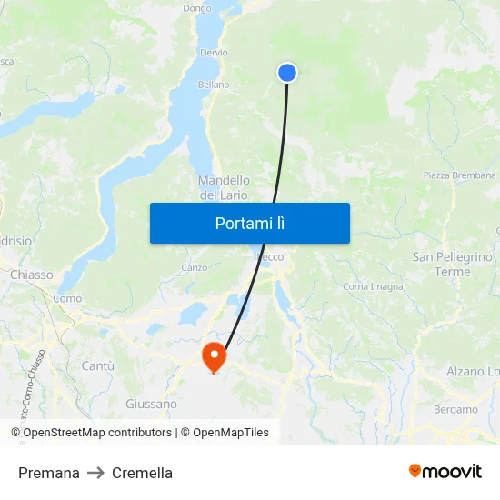 Premana to Cremella map
