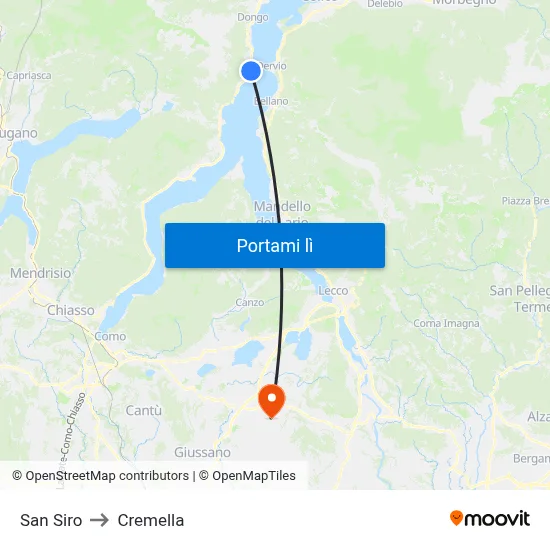 San Siro to Cremella map