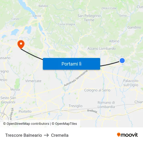 Trescore Balneario to Cremella map