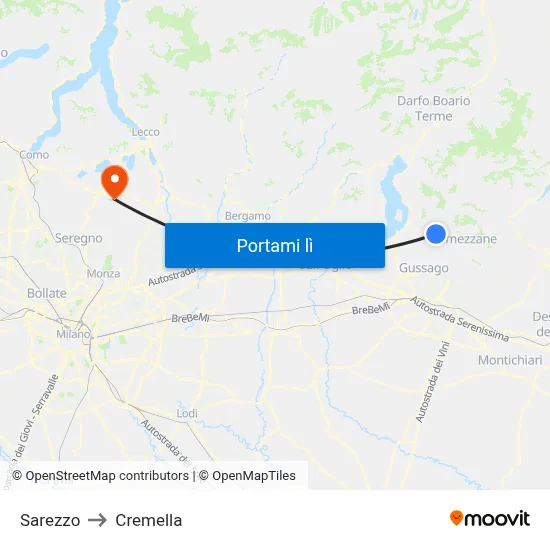 Sarezzo to Cremella map