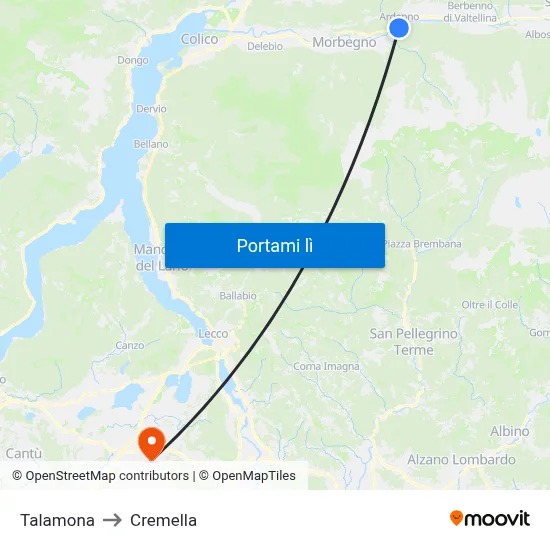Talamona to Cremella map
