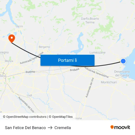 San Felice Del Benaco to Cremella map