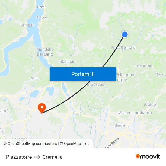 Piazzatorre to Cremella map