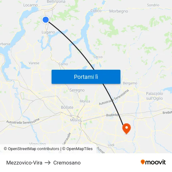 Mezzovico-Vira to Cremosano map