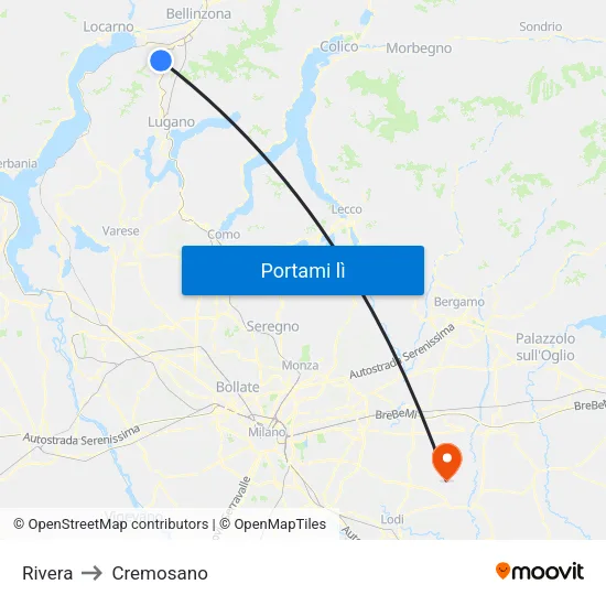 Rivera to Cremosano map