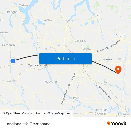 Landiona to Cremosano map