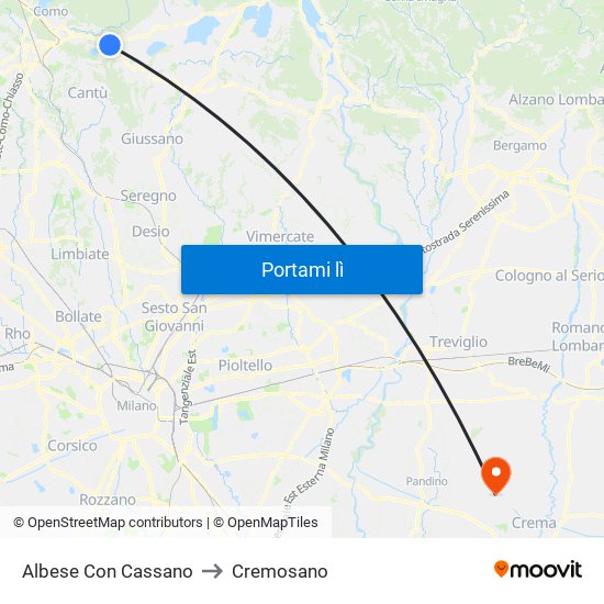 Albese Con Cassano to Cremosano map