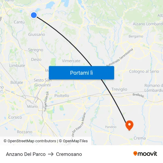 Anzano Del Parco to Cremosano map