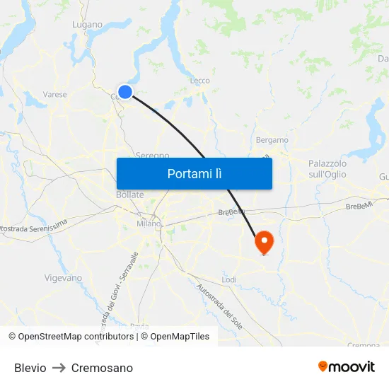 Blevio to Cremosano map