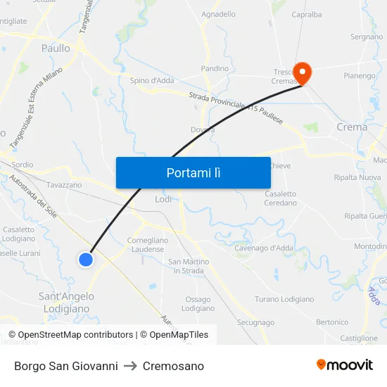 Borgo San Giovanni to Cremosano map