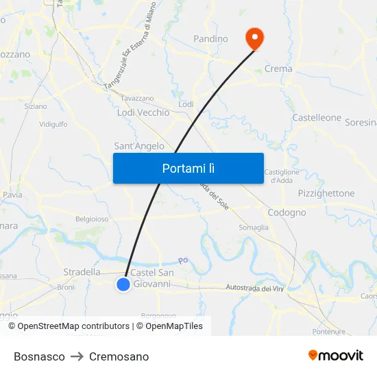 Bosnasco to Cremosano map
