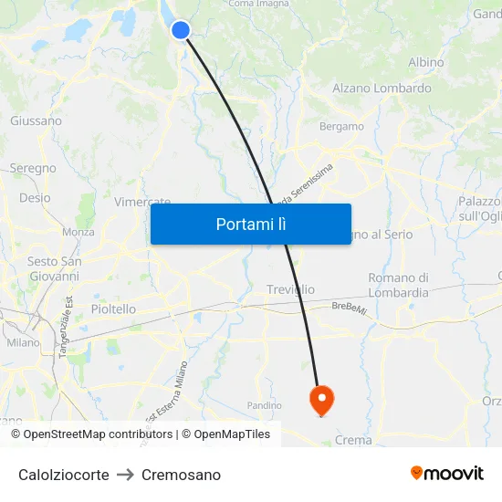 Calolziocorte to Cremosano map