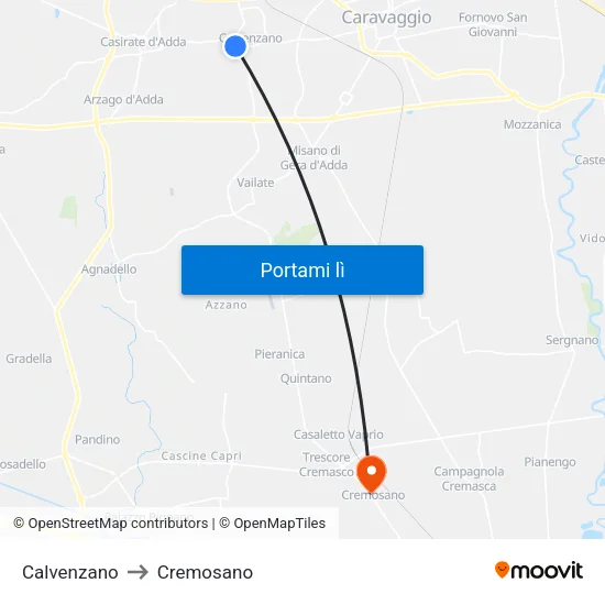 Calvenzano to Cremosano map