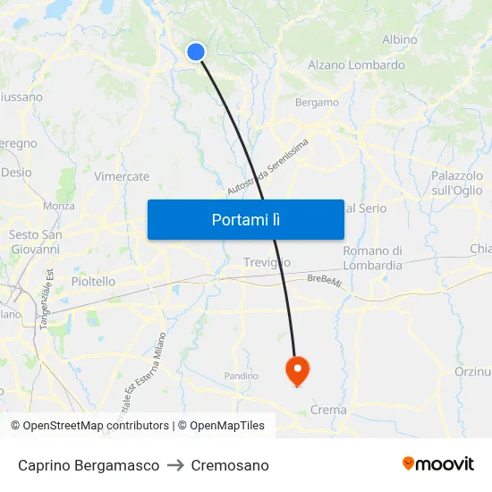 Caprino Bergamasco to Cremosano map