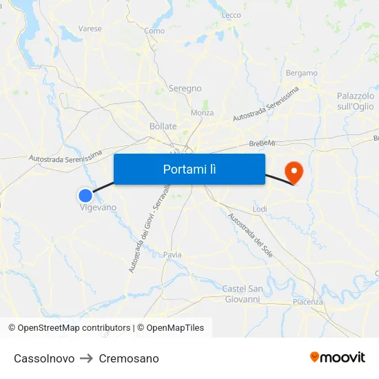 Cassolnovo to Cremosano map