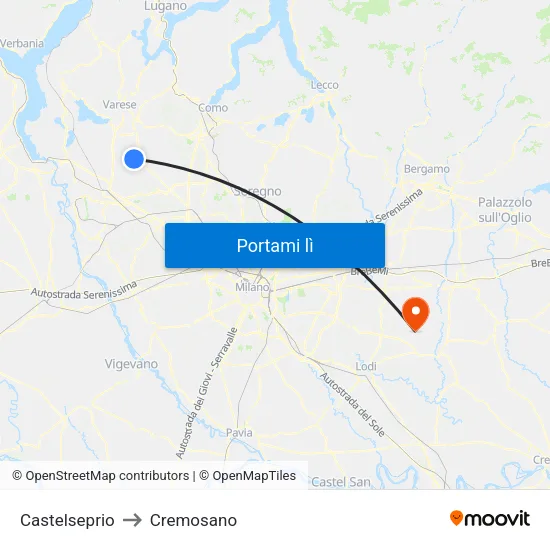 Castelseprio to Cremosano map