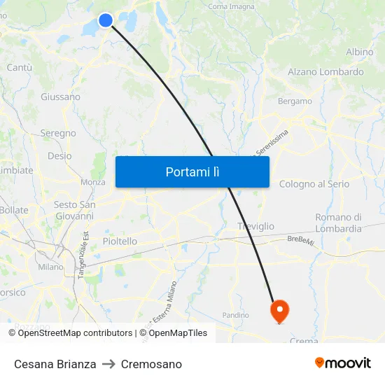 Cesana Brianza to Cremosano map