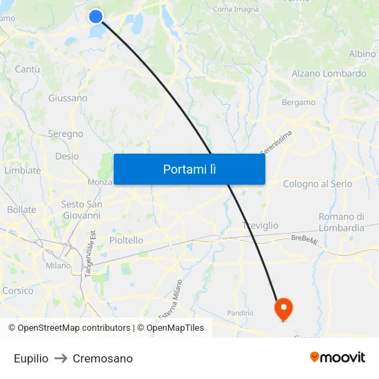 Eupilio to Cremosano map