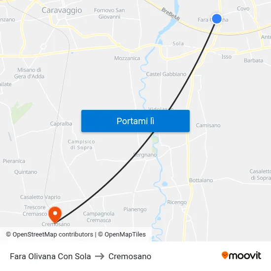 Fara Olivana Con Sola to Cremosano map