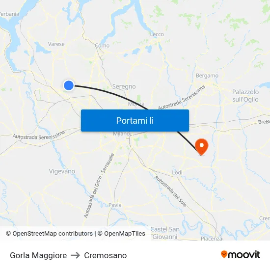 Gorla Maggiore to Cremosano map