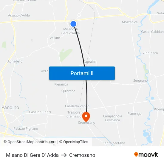 Misano Di Gera D' Adda to Cremosano map