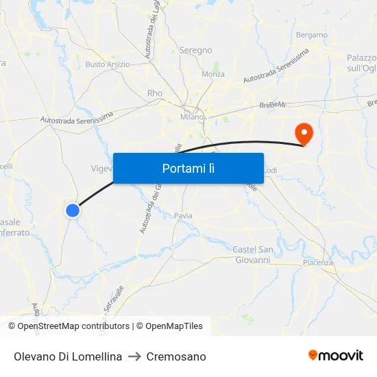Olevano Di Lomellina to Cremosano map