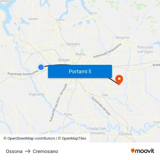 Ossona to Cremosano map