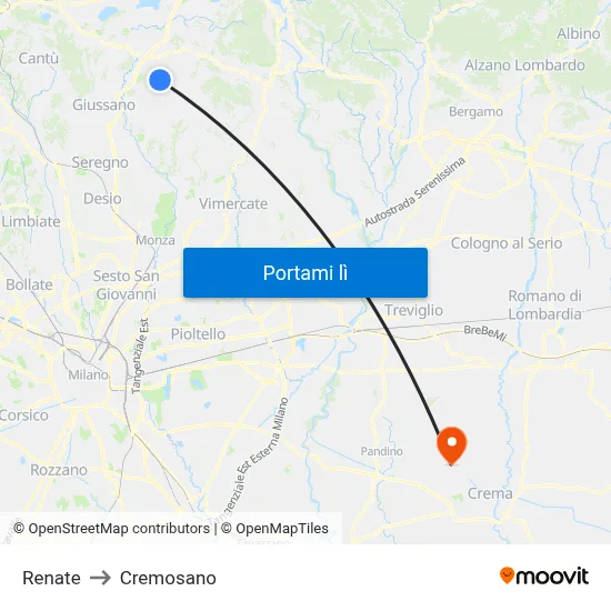 Renate to Cremosano map