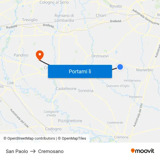 San Paolo to Cremosano map