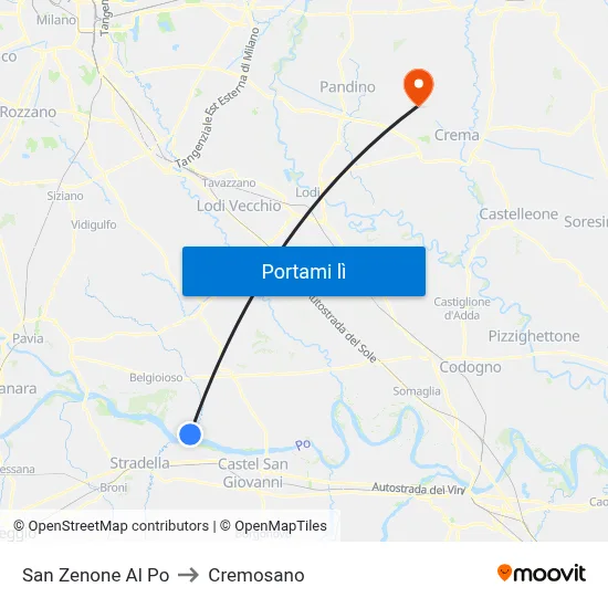 San Zenone Al Po to Cremosano map