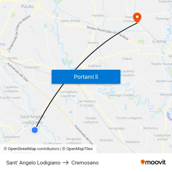 Sant' Angelo Lodigiano to Cremosano map
