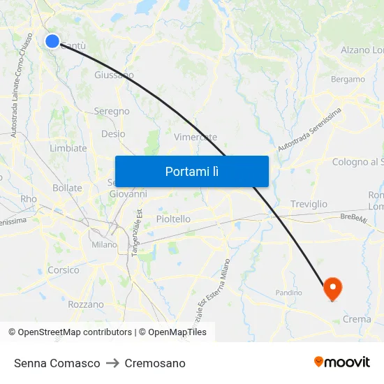Senna Comasco to Cremosano map