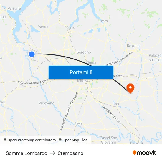 Somma Lombardo to Cremosano map